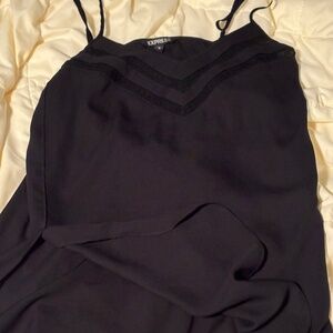 Express Black Lace Detail Split Side Tank Top Size M